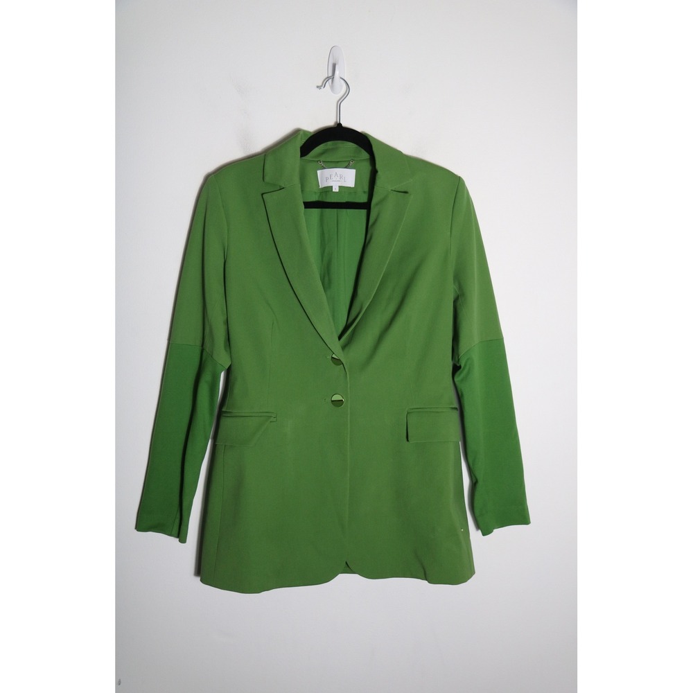 Pearl by Lela Rose Blazer Womens 4 Green Tailored Ponte Knit Stretch Workwear